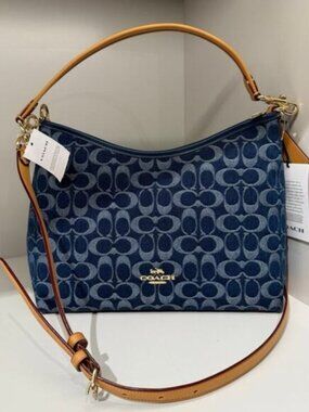 Coach Laurel Shoulder Bag In Signature Denim CY702 & gift receipt